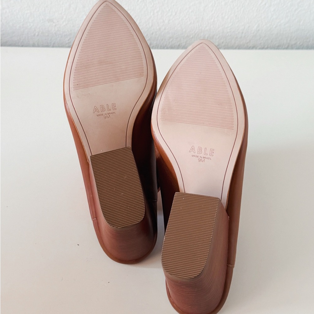 Able Global Rojas Pointed Toe Leather Mules Cognac - Picture 4 of 5